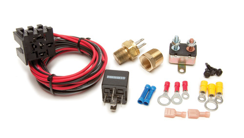Fan Controller - 195 Degree F On - 185 Degree F Off - 3/8 in NPT Temperature Sensor - 1/2 in NPT Adapter - Harness / Relay - Kit