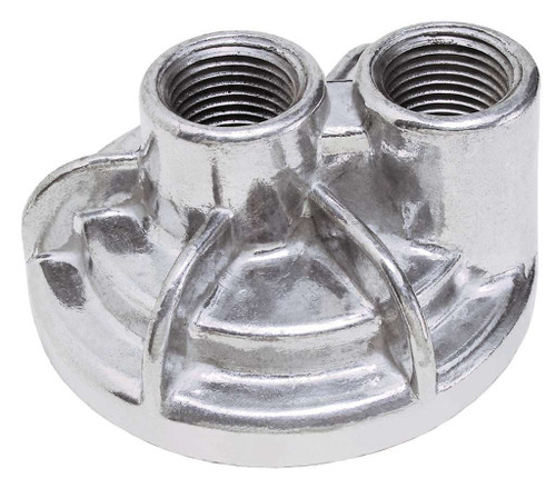 Oil Filter Adapter - Bypass - 3/4-16 in Center Thread - 1/2 in NPT Female Inlet - 1/2 in NPT Female Outlet - Aluminum - Various Applications - Each