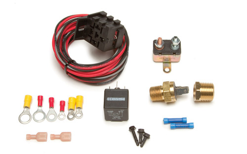 Fan Controller - 185 Degree F On - 175 Degree F Off - 3/8 in NPT Temperature Sensor - 1/2 in NPT Adapter - Harness / Relay - Kit