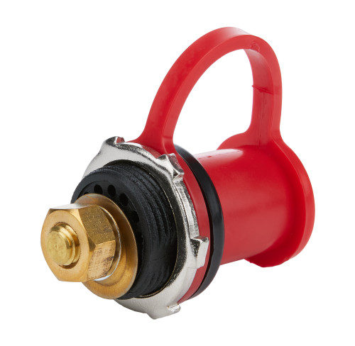 Remote Battery Terminal - Top Post - 1.25 in Diameter Hole - 3/8-16 in Stud - Rubber Cap - Red - Each
