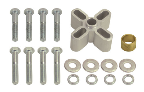 Fan Spacer - 1 in Thick - Bushing / Hardware Included - Aluminum - Clear Anodized - Chevy V8 / Ford V8 - Each