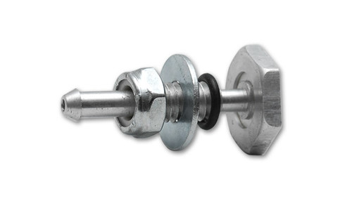 Fitting - Vacuum Line - Soft Mount - 8 mm Hose Barb - Lock Nut / O-Ring / Washer - Aluminum - Natural - Each
