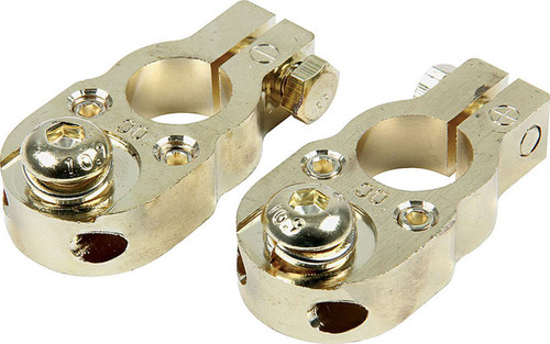 Battery Terminal - Top Post - Bolt-On - Brass - Gold Plated - Pair