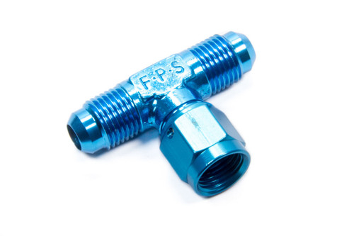 Fitting - Adapter Tee - 6 AN Male x 6 AN Male x 6 AN Female Swivel - Aluminum - Blue Anodized - Each