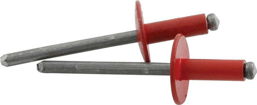 Rivet - 5/8 in Head - 3/16 in Steel Mandrel - 1/4-3/8 in Grip Range - Aluminum - Red Paint - Set of 250