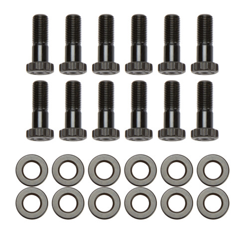 Ring Gear Bolt Kit - 3/8-24 in Thread - 1.125 in Long - 12 Point Head - Chromoly - Black Oxide - Tiger Quick Change - Set of 12