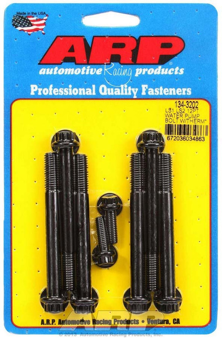 Water Pump Bolt Kit - 12 Point Head - Washers Included - Chromoly - Black Oxide - GM LS-Series - Kit Water Pump Bolt Kit - 12 Point Head - Washers Included - Chromoly - Black Oxide - GM LS-Series - Kit