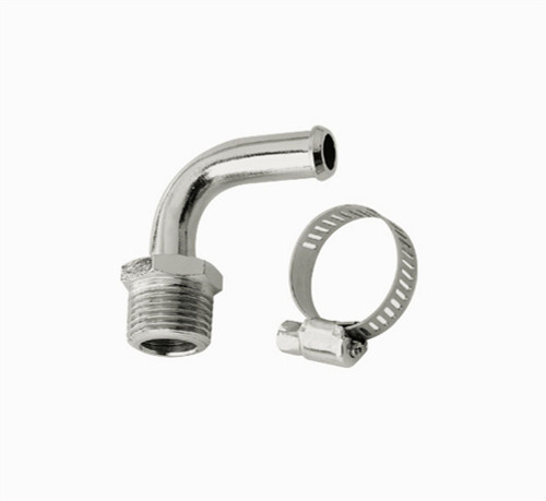 Fitting - Adapter - 90 Degree - 3/8 in NPT Male to 3/8 in Hose Barb - Brass - Chrome - Each
