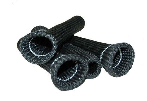 Spark Plug Boot Sleeve - 6 in Long - Braided Fiberglass - Black - Set of 4