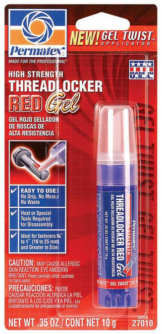 Thread Locker - Red Gel - High Strength - 10 g Tube - Each