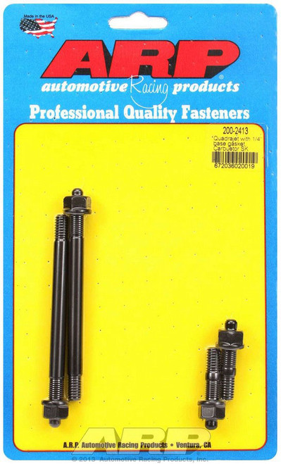 Carburetor Stud - 5/16-18 and 5/16-24 in Thread - 1.7 / 4.4 in Long - Hex Nuts - Drilled - Chromoly - Black Oxide - Quadrajet - Kit Carburetor Stud - 5/16-18 and 5/16-24 in Thread - 1.7 / 4.4 in Long - Hex Nuts - Drilled - Chromoly - Black Oxide - Quadrajet - Kit