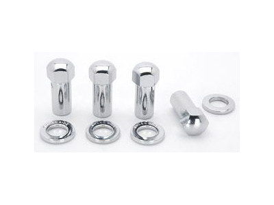 Lug Nut - 7/16-20 in Right Hand Thread - 13/16 in Hex Head - Shank Seat - Closed End - Washers Included - Steel - Chrome - Set of 4