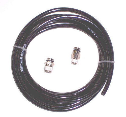 Air Line - 1/4 in OD - 10 ft Long - Fittings Included - Plastic - Black - Kit