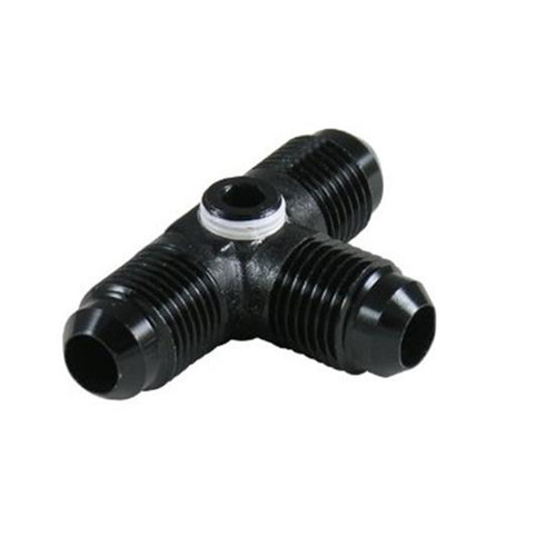 Fitting - Adapter Tee - 8 AN Male x 8 AN Male x 8 AN Male - 1/8 in NPT Female Port - Aluminum - Black Anodized - Each