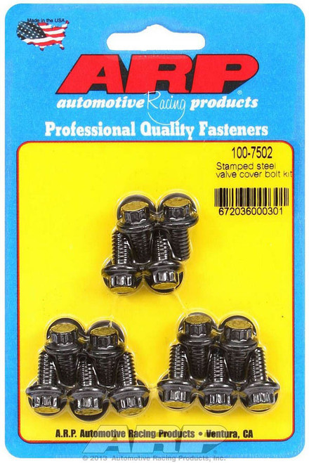 Valve Cover Fastener - Bolt - 1/4-20 in Thread - 0.515 in Long - 12 Point Head - Washers Included - Chromoly - Black Oxide - Set of 14