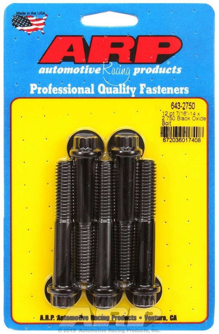 Bolt - 7/16-14 in Thread - 2.75 in Long - 7/16 in 12 Point Head - Chromoly - Black Oxide - Universal - Set of 5