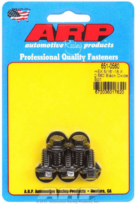 Bolt - 5/16-18 in Thread - 0.56 in Long - Hex Head - Washers - Steel - Black Oxide - Universal - Set of 5