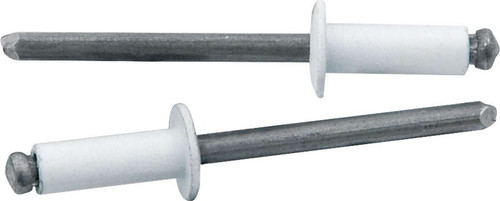 Rivet - 3/8 in Head - 3/16 in Steel Mandrel - 1/4-3/8 in Grip Range - Aluminum - White Paint - Set of 250