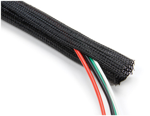 Hose and Wire Sleeve - 1/4 in Diameter - 15 ft - Split - Braided Plastic - Black - Each