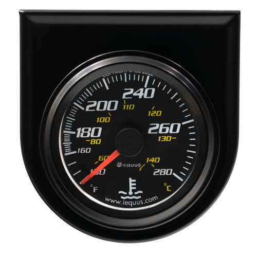 Water Temperature Gauge - 6000 Series - 130-280 Degree F - Mechanical - Analog - Full Sweep - 2 in Diameter - Panel Mount - Black Face - Each