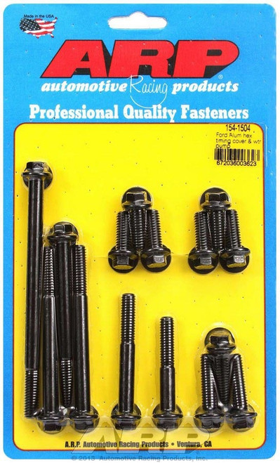 Timing Cover and Water Pump Bolt Kit - Hex Head - Chromoly - Black Oxide - Small Block Ford - Kit