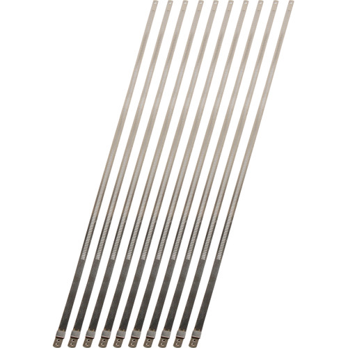 Exhaust Wrap Ties - Locking - 7 mm Wide - 20 in Long - Heat Resistant - Stainless - Set of 10