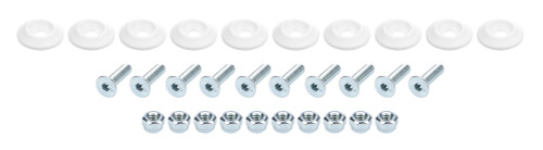 Body Bolt Kit - 1/4-20 in Thread - 1 in Long - Allen Head - Bolts / Countersunk Washers / Lock Nuts Included - Plastic / Steel - White / Zinc Oxide - Set of 10