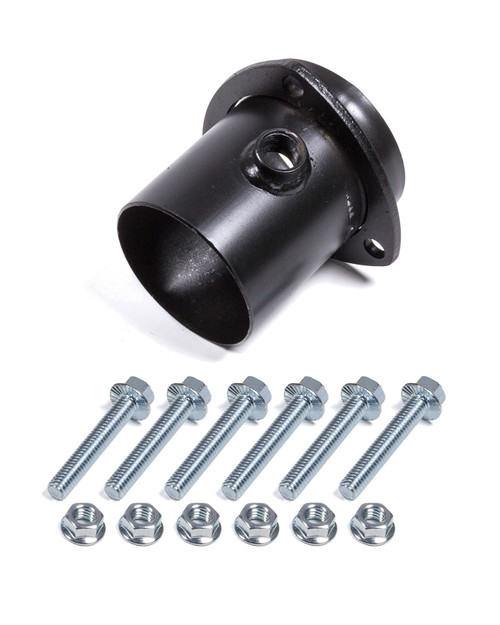 Collector Reducer - 3 in Inlet to 3 in OD Outlet - 3-Bolt Ball and Socket Flange - Gaskets Included - O2 Bung - Steel - Black Paint - Each