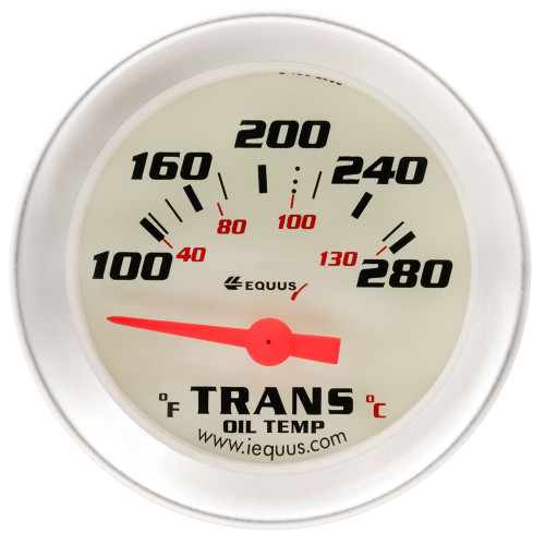 Transmission Temperature Gauge - 8000 Series - 100-280 Degree F - Electric - Analog - Short Sweep - 2 in Diameter - White Face - Each