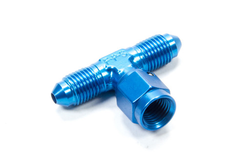 Fitting - Adapter Tee - 3 AN Female Swivel x 3 AN Male x 3 AN Male - Aluminum - Blue Anodized - Each Fitting - Adapter Tee - 3 AN Female Swivel x 3 AN Male x 3 AN Male - Aluminum - Blue Anodized - Each