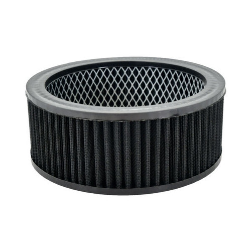 Air Filter Element - Round - 6.5 in Diameter - 2.5 in Tall - Reusable Cotton - Black - Universal - Each