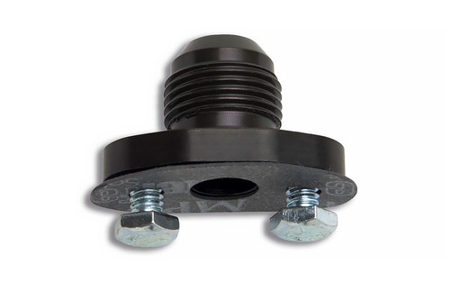 Fitting - Turbo Fitting - Adapter - Straight - Oil Pan Drain Flange to 10 AN Male - Gasket / Bolts Included - Steel - Black Oxide - Each