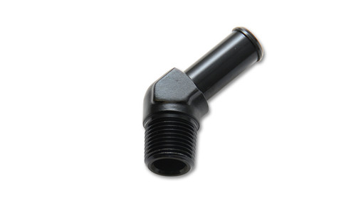 Fitting - Adapter - 45 Degree - 3/8 in NPT Male to 1/2 in Hose Barb - Aluminum - Black Anodized - Each