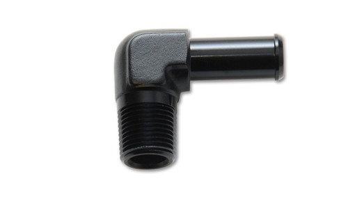 Fitting - Adapter - 90 Degree - 3/8 in NPT Male to 3/8 in Hose Barb - Aluminum - Black Anodized - Each