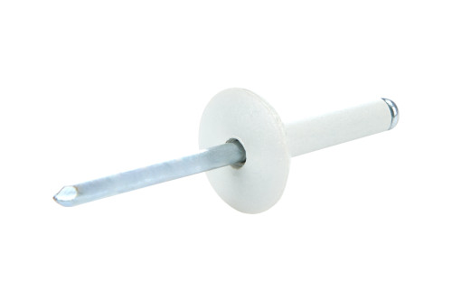 Rivet - Large - 5/8 in Head - 3/16 in Steel Mandrel - 5/8 to 3/4 in Grip Range - Aluminum - White Paint - Set of 200