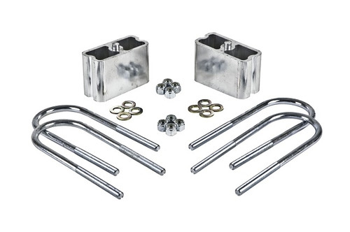 Leaf Spring Block Kit - 3 in Lowering - Hardware / U-Bolts - 2 Degree Taper - Aluminum - Natural - 2-1/2 or 3 in Wide Leaf Springs - Kit
