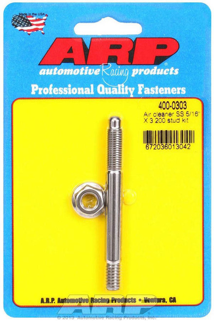 Air Cleaner Stud - 5/16-18 in Thread - 3.2 in Long - Hex Nut - Stainless - Polished - Each