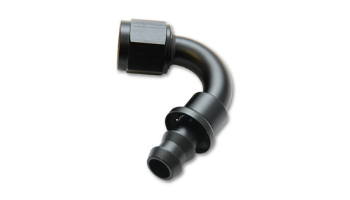Fitting - Hose End - 120 Degree - 6 AN Hose Barb to 6 AN Female - Aluminum - Black Anodized - Each
