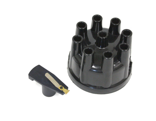 Cap and Rotor Kit - Socket Style - Brass Terminals - Clamp Down - Black - Non-Vented - Pertronix Billet V8 Distributors - Kit