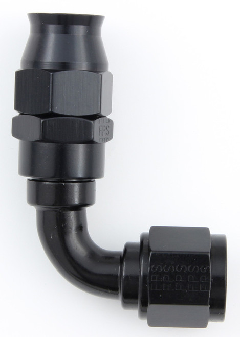 Fitting - Hose End - Real Street - PTFE Hose - 90 Degree - 10 AN Hose to 10 AN Female - Aluminum - Black Anodized - Each