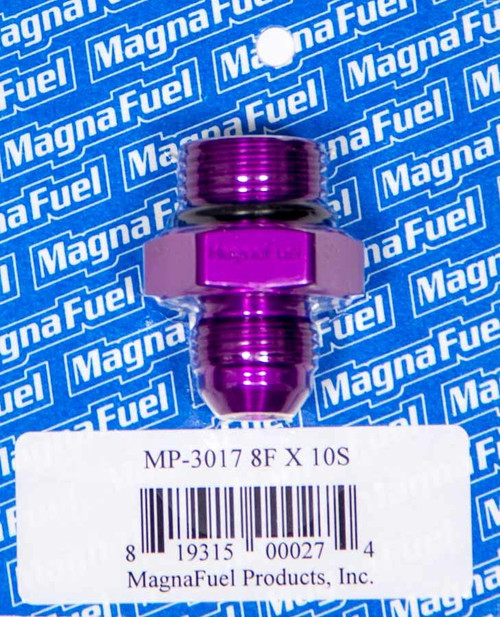 Fitting - Adapter - Straight - 8 AN Male to 10 AN Male O-Ring - Aluminum - Purple Anodized - Each