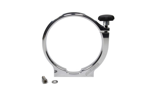 Bottle Bracket - Flat Bottom - 1/4-20 in Thread - 2.63 in Bolt Spacing - Hardware Included - Bar Mount Required - Aluminum - Clear Anodized - 4.37 in Diameter Bottle - Each