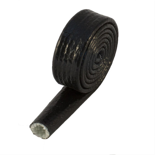 Hose and Wire Sleeve - Fire Shield Sleeve - 3/8 in ID - 3 ft Roll - 500 Degrees - Fiberglass / Silicone - Black - Each