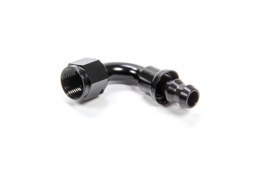 Fitting - Hose End - 90 Degree - 6 AN Hose Barb to 6 AN Female - Aluminum - Black Anodized - Each Fitting - Hose End - 90 Degree - 6 AN Hose Barb to 6 AN Female - Aluminum - Black Anodized - Each