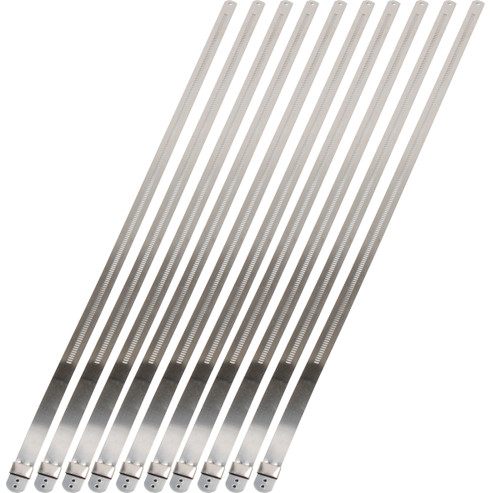 Exhaust Wrap Ties - Locking - 12 mm Wide - 20 in Long - Heat Resistant - Stainless - Set of 10