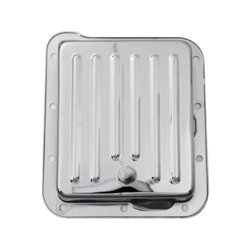 Transmission Pan - Stock Sump - Ribbed - Steel - Chrome - Natural - C4 - Each