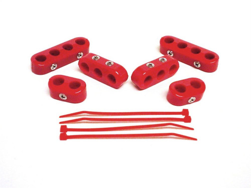 Spark Plug Wire Divider - 10.4 mm Wires - Nylon - Red - Clamp Style - Kit