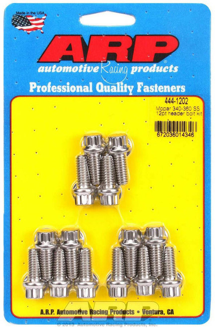 Header Bolt - 5/16-18 in Thread - 0.75 in Long - 12 Point Head - Stainless - Polished - Mopar V8 - Set of 14 Header Bolt - 5/16-18 in Thread - 0.75 in Long - 12 Point Head - Stainless - Polished - Mopar V8 - Set of 14