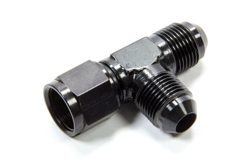 Fitting - Adapter Tee - 8 AN Female Swivel x 8 AN Male x 8 AN Male - Aluminum - Black Anodized - Each Fitting - Adapter Tee - 8 AN Female Swivel x 8 AN Male x 8 AN Male - Aluminum - Black Anodized - Each