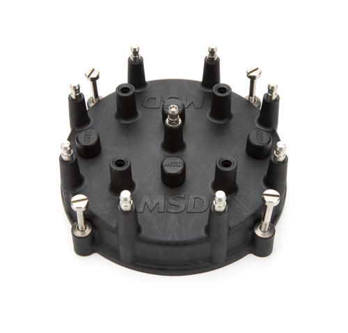 Distributor Cap - Extreme Series - HEI Style Terminals - Brass Terminals - Clamp Down - Black - MSD - Jesel Belt Drive System - Various Applications V8 - Each